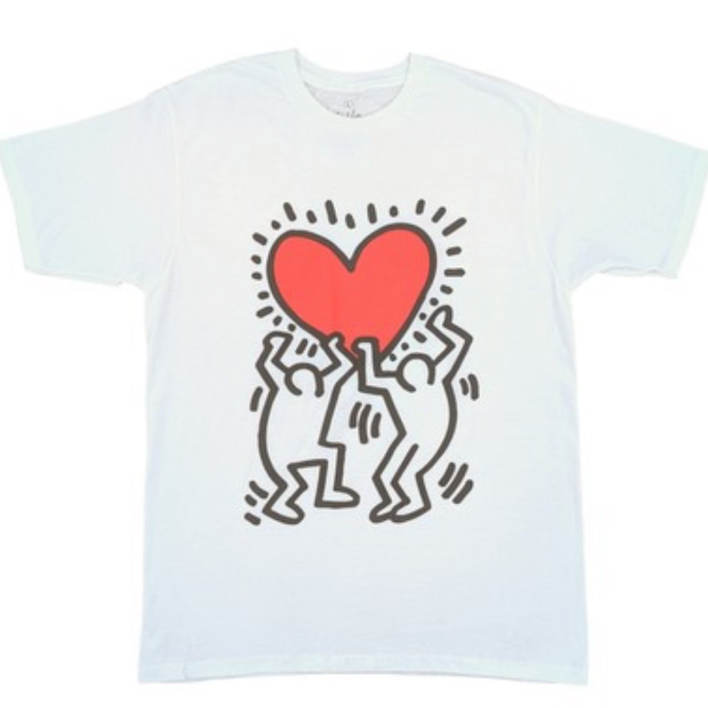 Valentines White T-Shirt with Red Heart Graphic